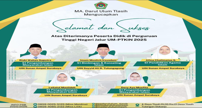 Santri MA DU Tlasih Sukses UM-PTKIN 2025!